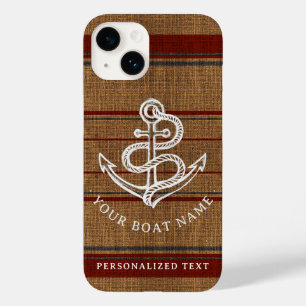 Elegant Burlap Anchor Nautical Boat Namn Anpassnin