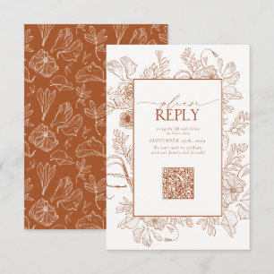 Elegant Burnt Orange Bröllop QR-kod Svara OSA Kort