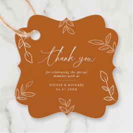 Elegant Burnt Orange Löv Tack Bröllop Gåvor Etiketter