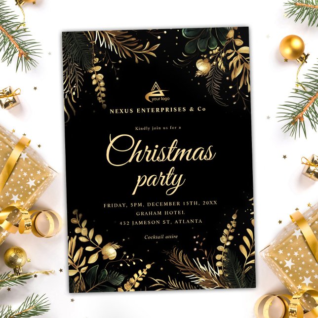 Elegant Business Corporate jul Party Inbjudningar (Elegant Business Corporate Christmas Party Invitation)