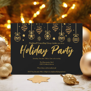 Elegant Business Julfest Anpassningsbar Black Guld Inbjudningar