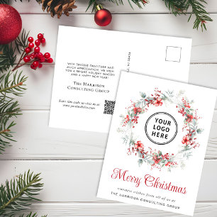Elegant Business Logotyp QR Code God jul Helg Vykort