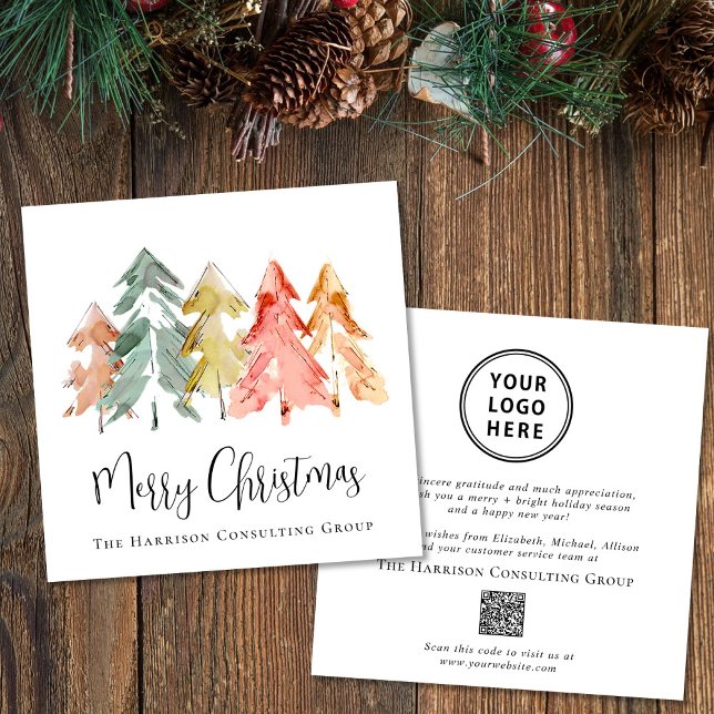 Elegant Business Logotyp QR Code God jul Julkort (Spread the joy of the season and strengthen business relationships with our elegant holiday card)