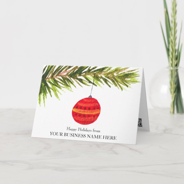Elegant Business Logotyp QR-kod Bauble jul Tack Kort (Framsida)