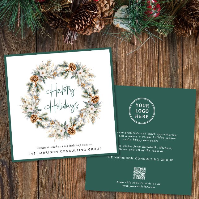 Elegant Business Logotyp QR-kod Julfärg - vattenfä Julkort (Spread the joy of the season and strengthen business relationships with our elegant holiday card)