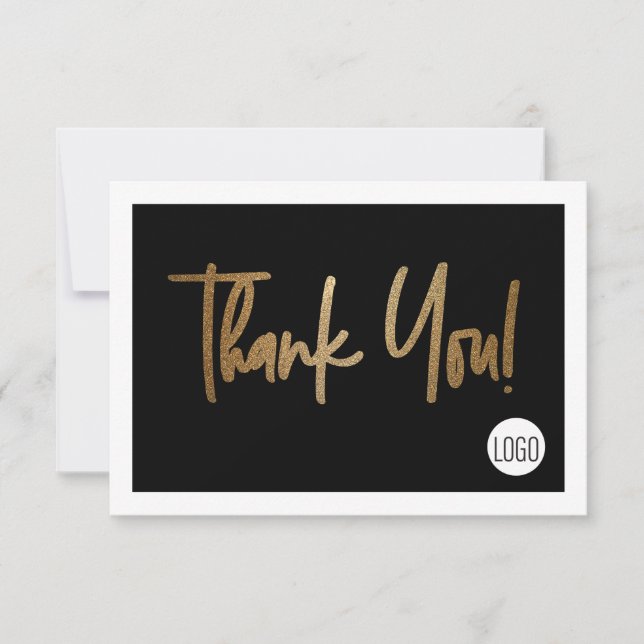 Elegant business logotyp Social Media Black Guld Tack Kort (Framsida)