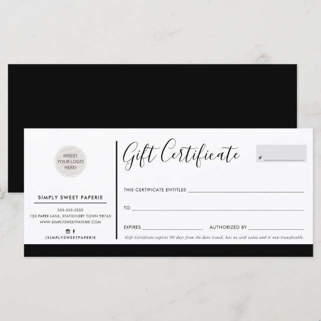 ELEGANT BUSINESS modern chic svartvit logotyp (Fram/baksida)