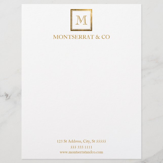 Elegant Business Monogram Logotyp Guld Square Brevhuvud (Framsida)
