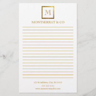 Elegant Business Monogram Logotyp Guld Square Line Brevpapper