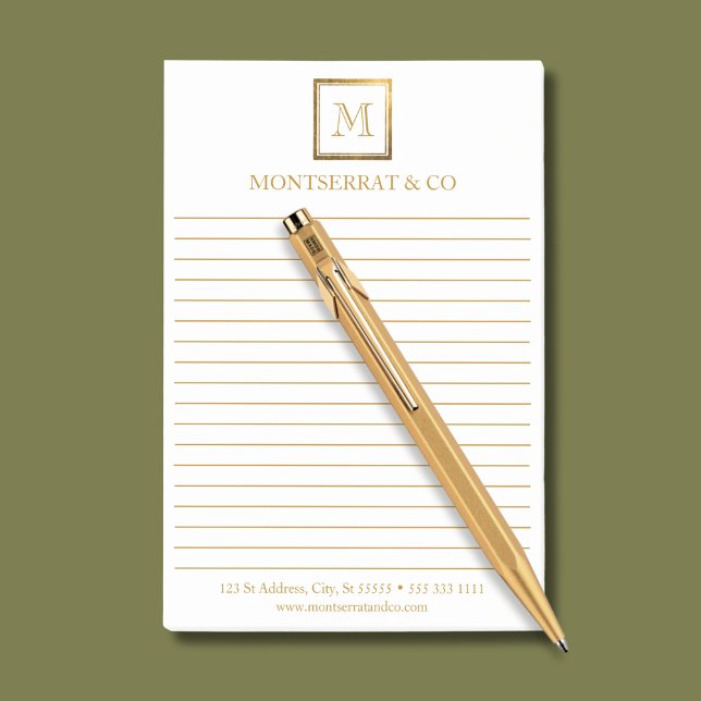 Elegant Business Monogram Logotyp Guld Square Line Post-it Block (Skapare uppladdad)
