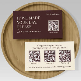 Elegant Business Review Request with QR Codes Boho Visitkort