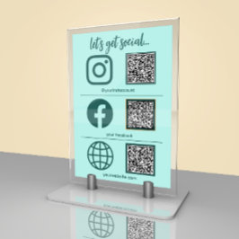 Elegant Business Social Media Sign med QR-kod Bordsnummer