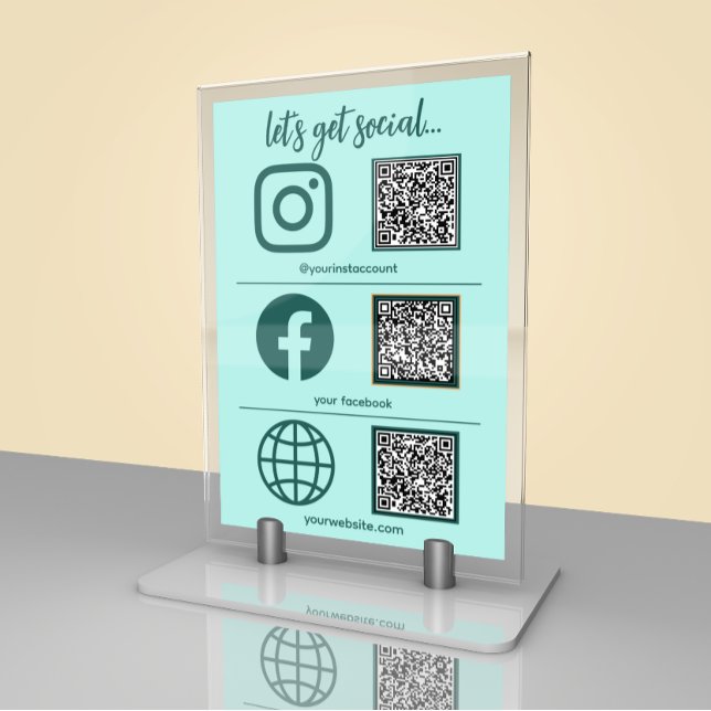 Elegant Business Social Media Sign med QR-kod Bordsnummer (Skapare uppladdad)