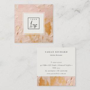 Elegant Buske Rosa Guld Oljemålning Textur Logo Fyrkantigt Visitkort