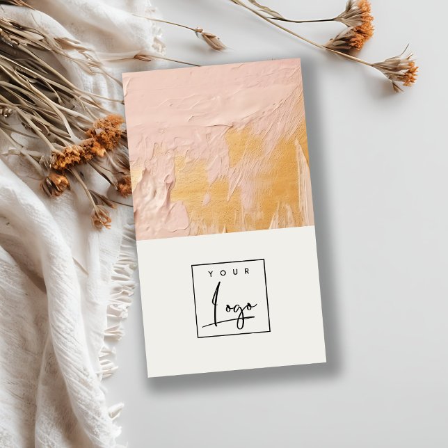Elegant Buske Rosa Guld Oljemålning Textur Logo Visitkort (Skapare uppladdad)