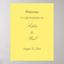 Elegant Butter Gult Bröllop VälkomstPoster