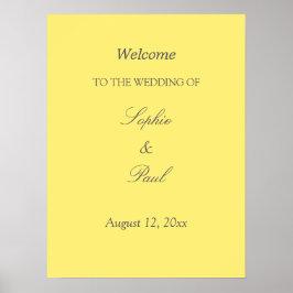 Elegant Butter Gult Bröllop VälkomstPoster Poster