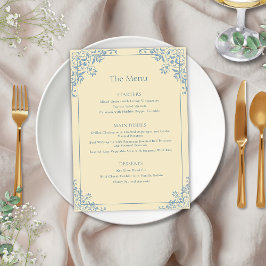 Elegant Butter-Gult Vintage Ram Bröllop-meny Meny