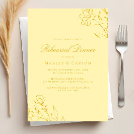 Elegant Butter Yellow Wedding Rehearsal Dinner Inbjudningar