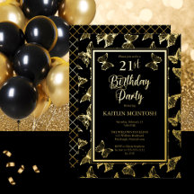 Elegant Butterflies 21:a födelsedag Party Black Gu
