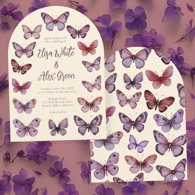 Elegant Butterflies ANPASSNINGSBAR Arch Bröllop Inbjudningar (Elegant Butterflies CUSTOM Arch Wedding Invitation
)