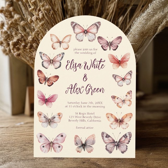 Elegant Butterflies ANPASSNINGSBAR Arch Bröllop Inbjudningar (Elegant Butterflies CUSTOM Arch Wedding Invitation
)