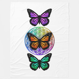 Elegant butterflies, färglös blomma av liv fleecefilt