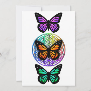 Elegant butterflies, färglös blomma av liv inbjudningar