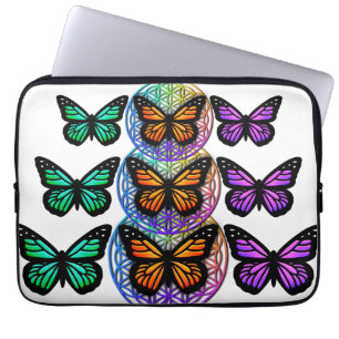 Elegant butterflies, färglös blomma av liv laptop fodral