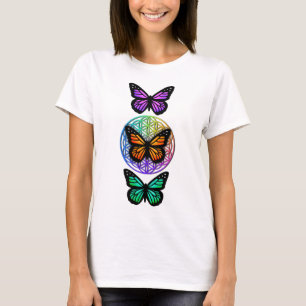 Elegant butterflies, färglös blomma av liv t shirt