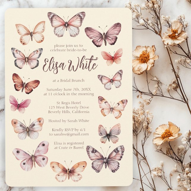 Elegant Butterflies Möhippa ANPASSNINGSBAR Inbjudningar (Elegant Butterflies Bridal Shower CUSTOM Invitation
)
