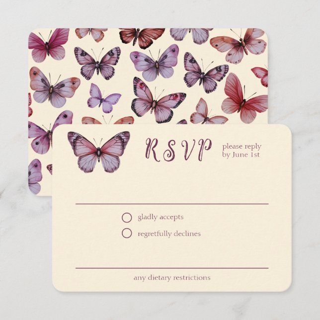 Elegant Butterflies Möhippa ANPASSNINGSBAR OSA Tilläggskort (Fram/baksida)