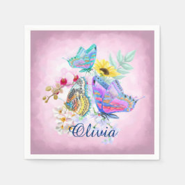 Elegant Butterflies och Flowers Pappersservett