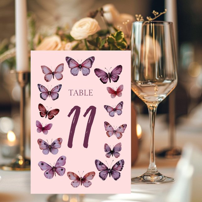 Elegant Butterflies Personligt bröllp Bordsnummer (Elegant Butterflies CUSTOM Wedding Table Number
)