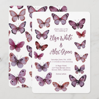 Elegant Butterflies Personligt bröllp Inbjudningar