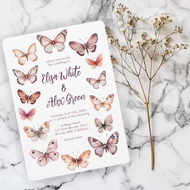 Elegant Butterflies Personligt bröllp Inbjudningar (Elegant Butterflies CUSTOM Wedding Invitation
)