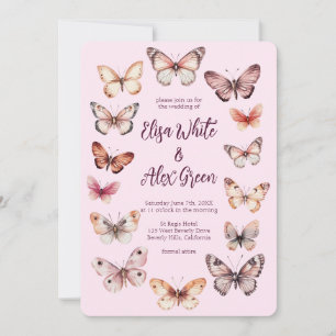 Elegant Butterflies Personligt bröllp Inbjudningar