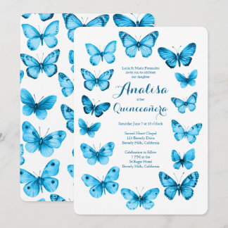 Elegant Butterflies Ram Quinceañera ANPASSNINGSBAR Inbjudningar