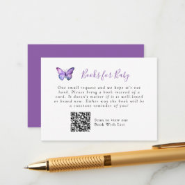 Elegant Butterfly Baby Shower Bok Begär QR-kod Tilläggskort