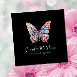 Elegant Butterfly Black Square Business Fyrkantigt Visitkort