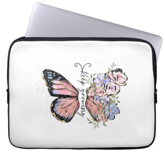 Elegant Butterfly, Blommigtens motivation Laptop s Fodral
