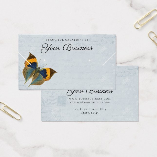 Elegant Butterfly Blue Jewelry Visning Card Visitkort (Kontor)