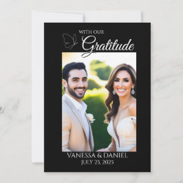 Elegant Butterfly Bröllop Photo Tackto You Card Tack Kort