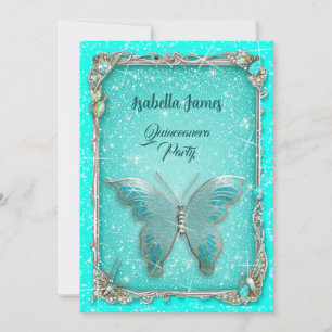 elegant Butterfly classy lyxurturkos silver Inbjudningar