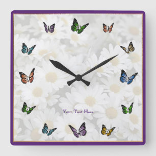 Elegant Butterfly Decorative Square Wall Clock Fyrkantig Klocka