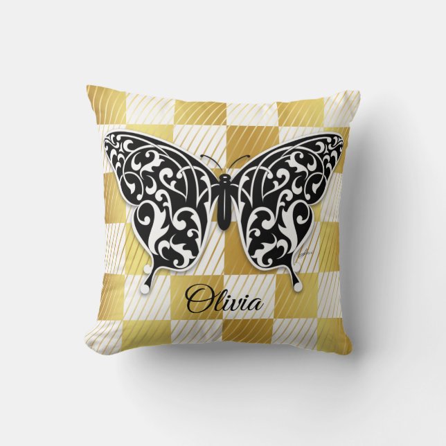 Elegant Butterfly Dekorativ kudde Black (Framsida)