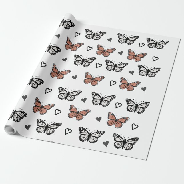 Elegant Butterfly-design, Omforma Pappert Presentpapper (Utrullad)
