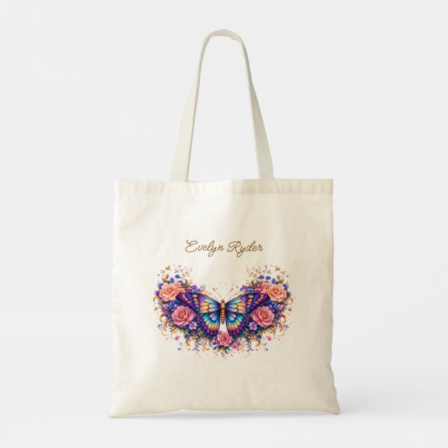 Elegant Butterfly Floral – Colorful Boho Art  Tygkasse (Baksida)