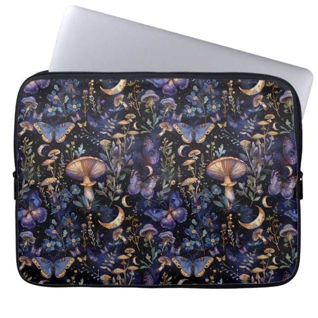 Elegant Butterfly Floral Moons Pattern Laptop Fodral (Framsidan)