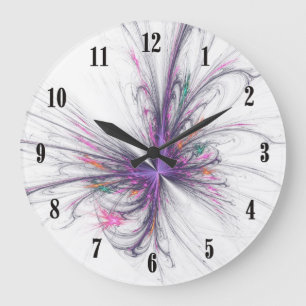 Elegant Butterfly Fractal Wall Clock w Black Hände Stor Klocka